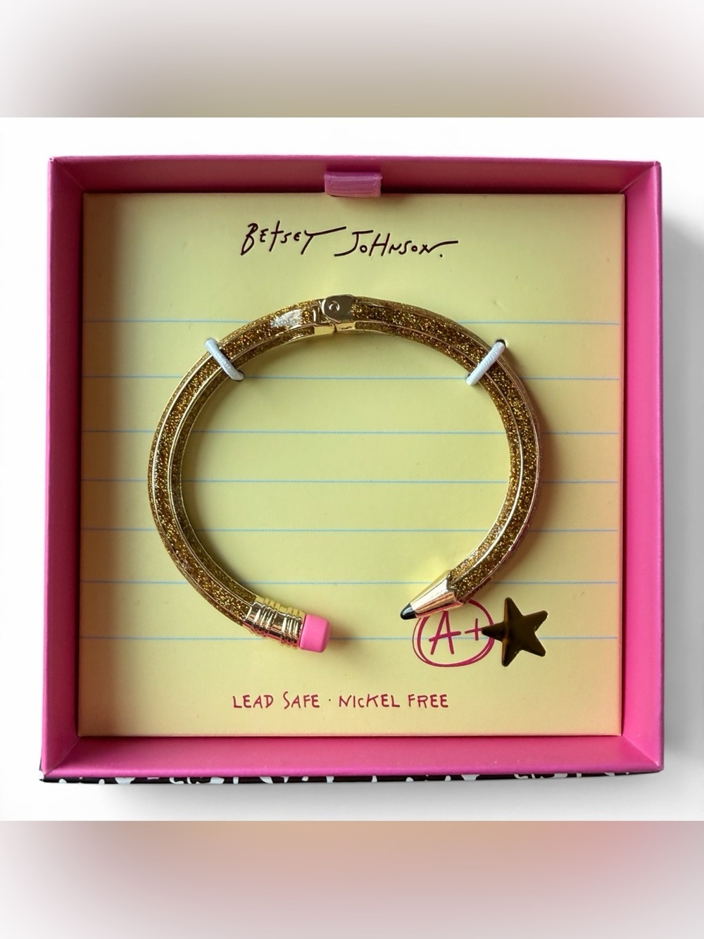 NEW IN BOX! Betsey Johnson Pencil Hinged Bangle